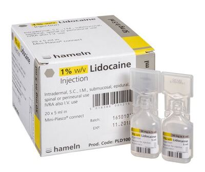 Lidocaine 1% 50mg in 5ml Plastic Amps x20