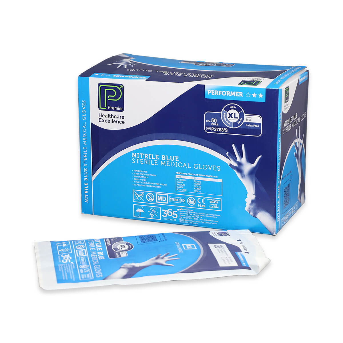 Premier Performer Nitrile Sterile Examination Gloves Blue Extra Large x50 Premier Performer Nitrile Sterile Examination Gloves Blue Extra Large x50