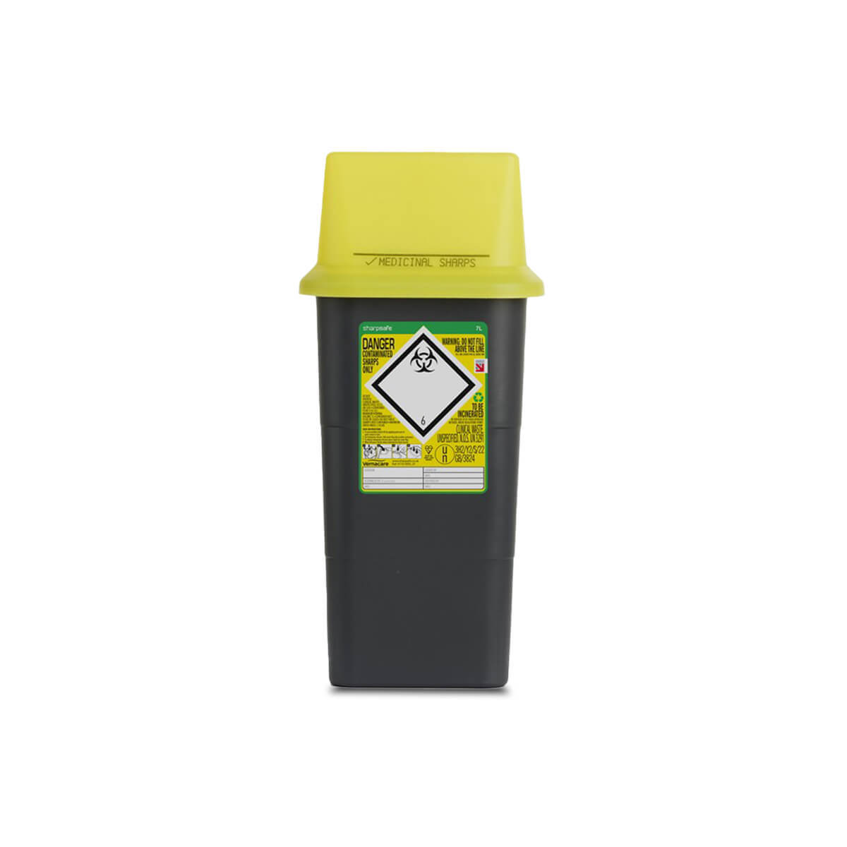 Sharpsafe Yellow 7L UK Sharps Bin Lid | Williams Medical Supplies