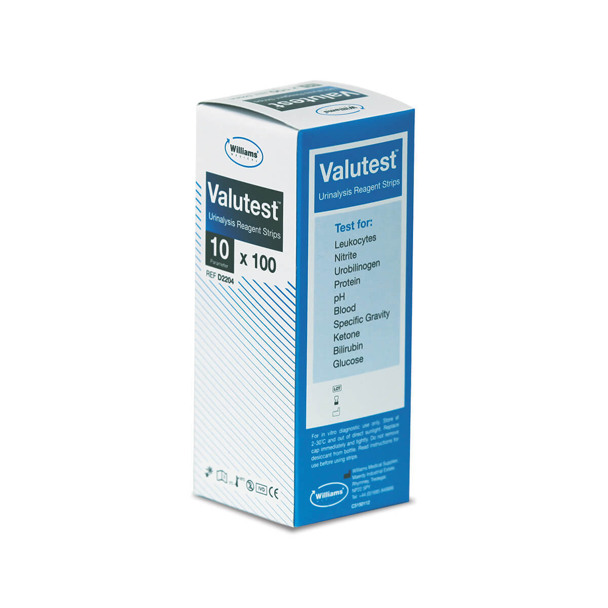 WMS Valutest Urinalysis Reagent Strips (10 Parameter) x 100 WMS Valutest Urinalysis Reagent Strips (10 Parameter) x 100