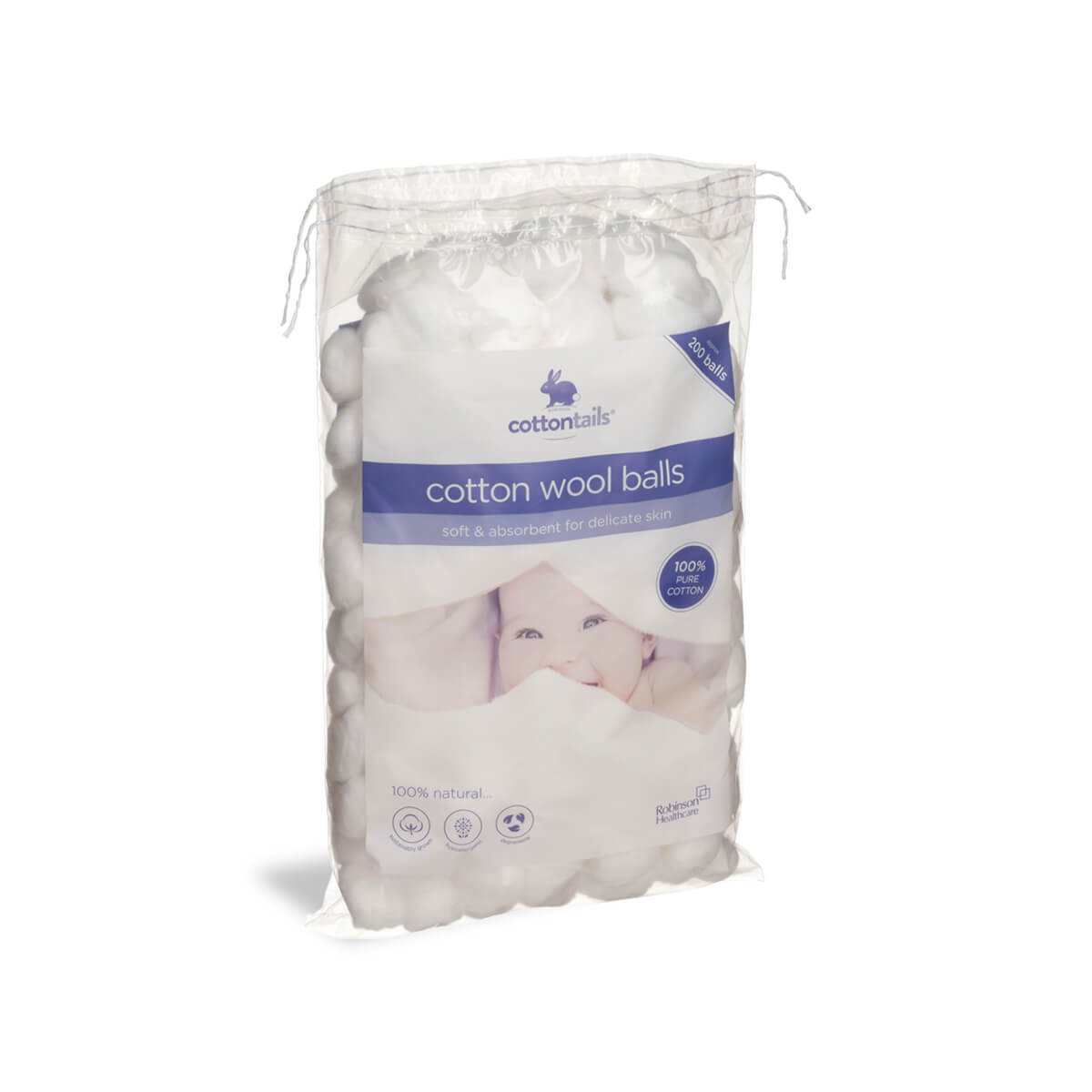 Robinson Cottontails Cotton Wool Balls 0.6g x200 Robinson Cottontails Cotton Wool Balls 0.6g x200
