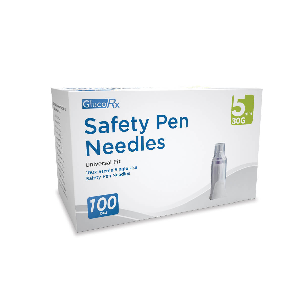 GlucoRx Safety Pen Needles 5mm/30G X 100 GlucoRx Safety Pen Needles 5mm/30G X 100