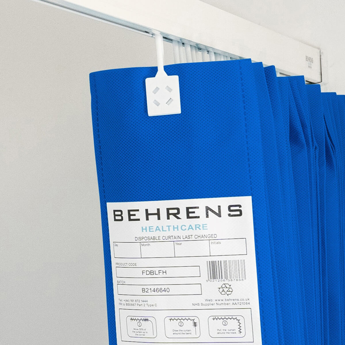 Disposable Curtain Hospital Blue Large Fixed Hook (750x200cm) Disposable Curtain Hospital Blue Large Fixed Hook (750x200cm)