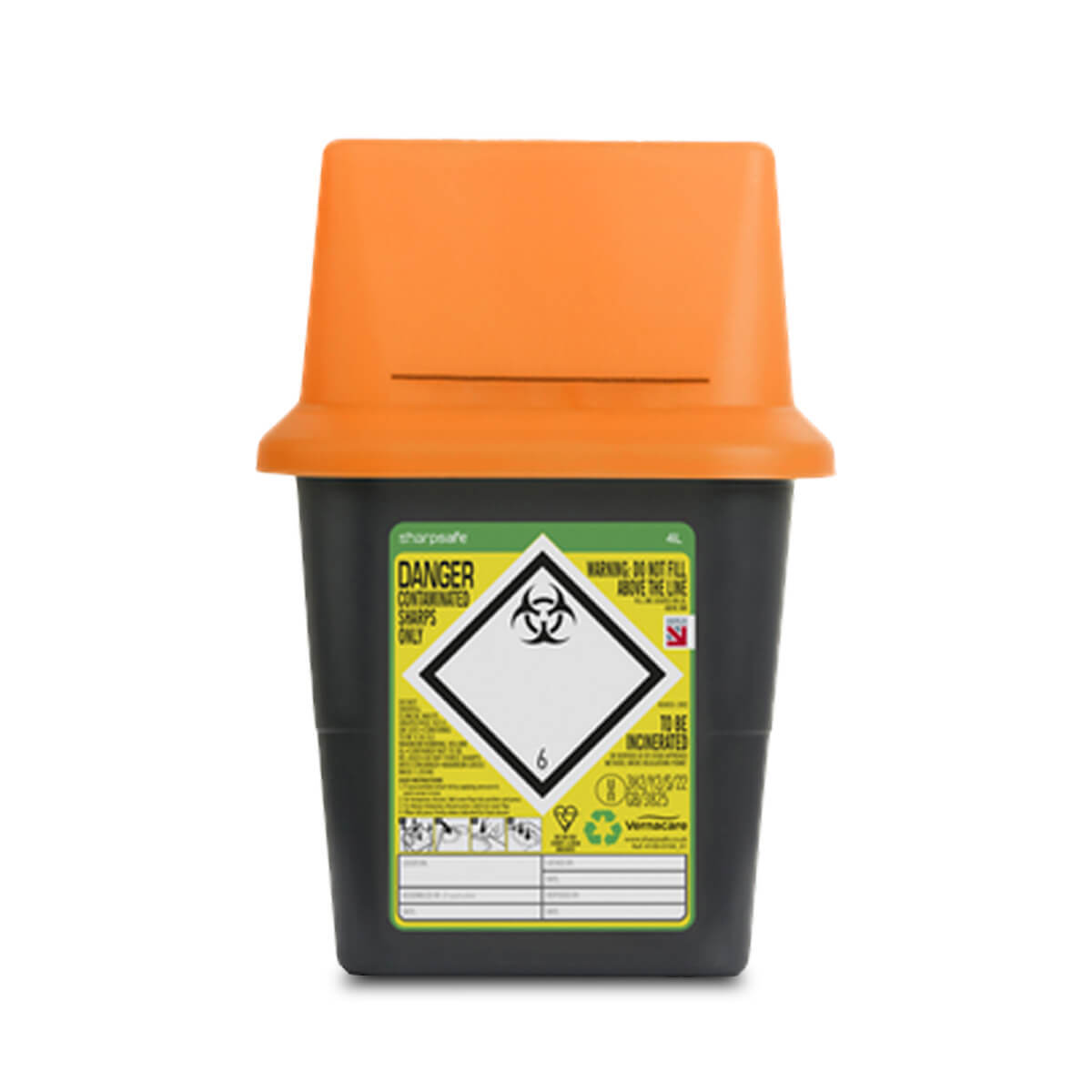 Sharpsafe® 5L Recycled UK Orange Sharps Bin Lid | Williams Medical Supplies