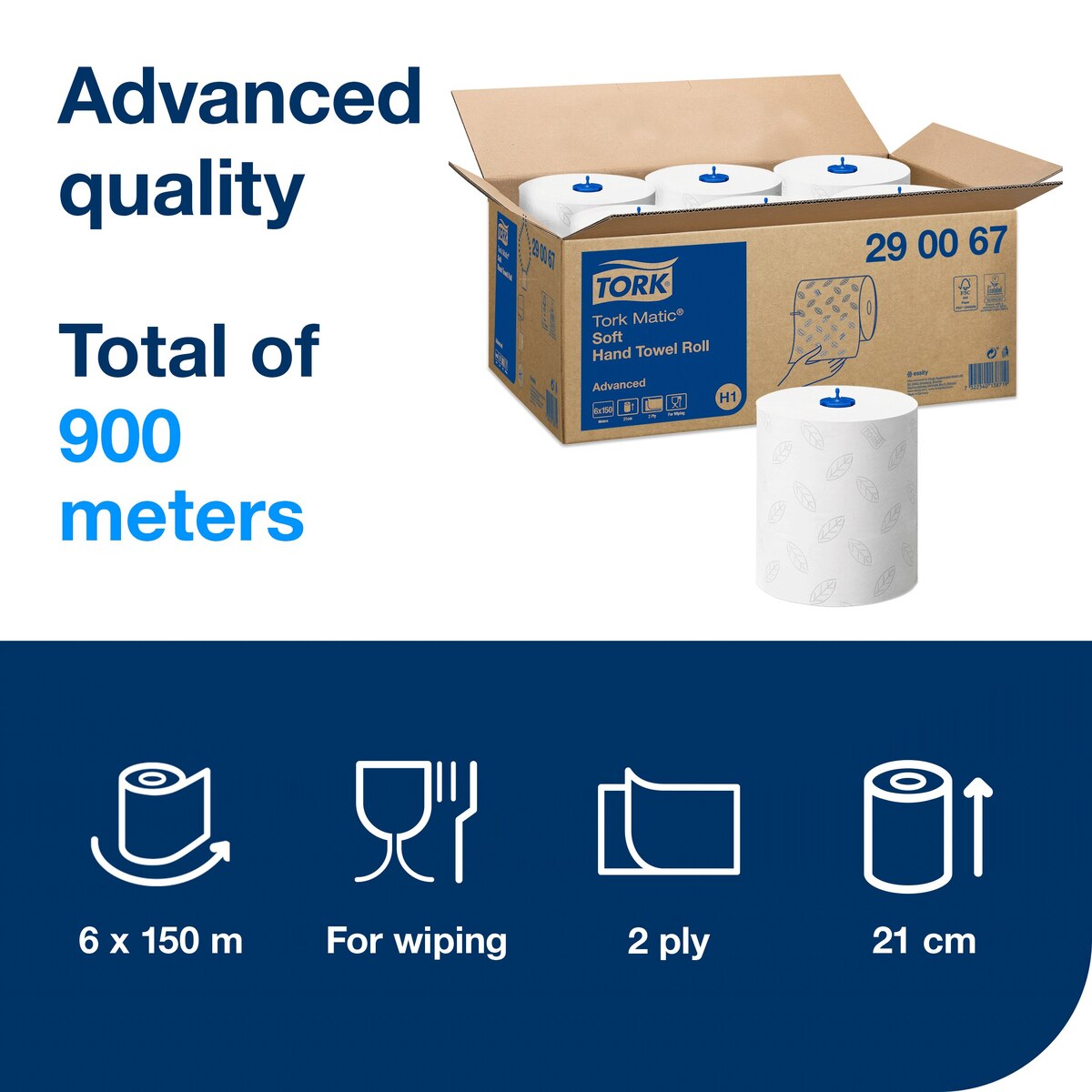 Tork Matic Soft H1 Hand Towel Roll White 150m x6 Tork Matic Soft H1 Hand Towel Roll White 150m x6