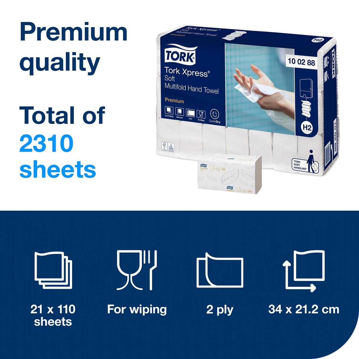 Tork Xpress Soft Multifold H2 Hand Towel White x2310 Tork Xpress Soft Multifold H2 Hand Towel White x2310