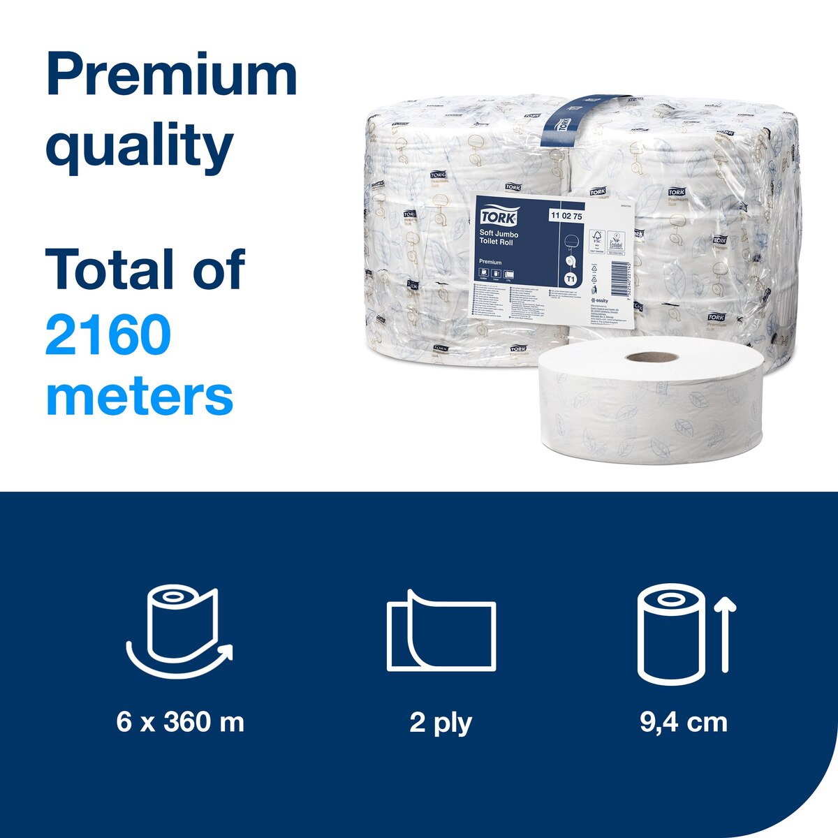 Tork Soft T1 Premium Jumbo Toilet Roll 2ply White x6 Tork Soft T1 Premium Jumbo Toilet Roll 2ply White x6