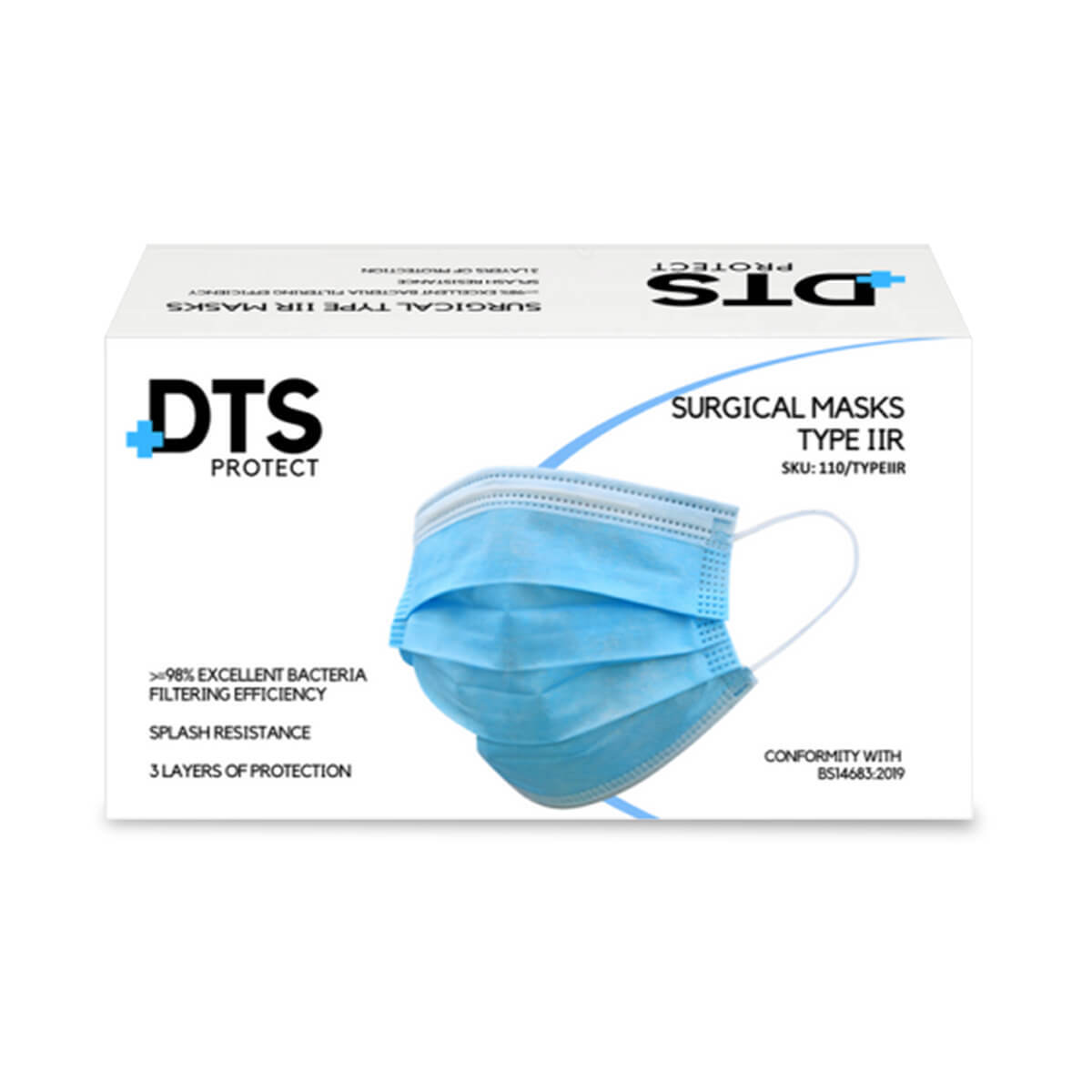 Type IIR Certified Fluid Resistant Disposable Medical Face Mask  x50 Type IIR Certified Fluid Resistant Disposable Medical Face Mask  x50