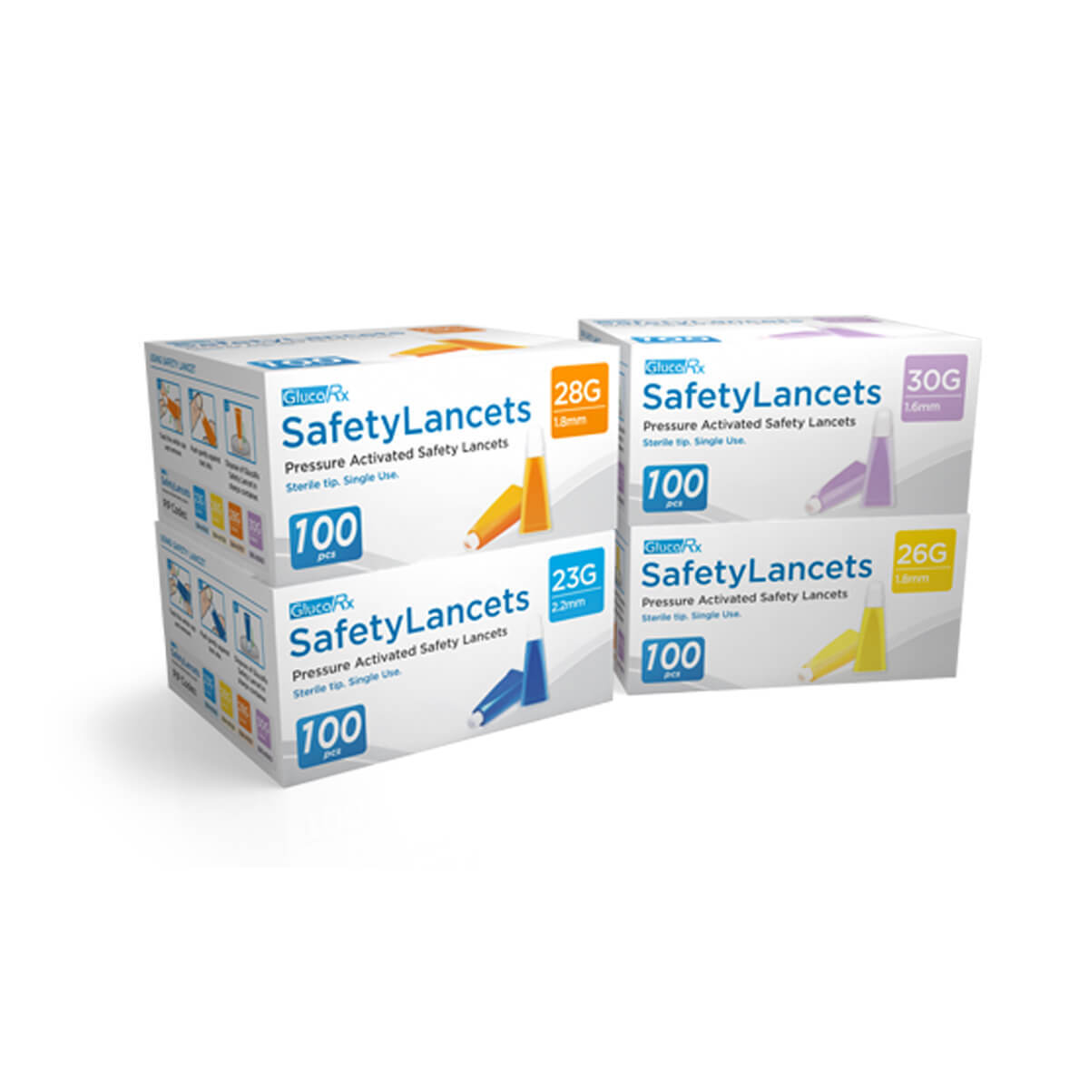 GlucoRx Safety Lancets 28G 1 8mm 100pcs Glucose Testing Diabetes glucorx-safety-lancets-28g-1-8mm-100pcs-glucose-testing-diabetes