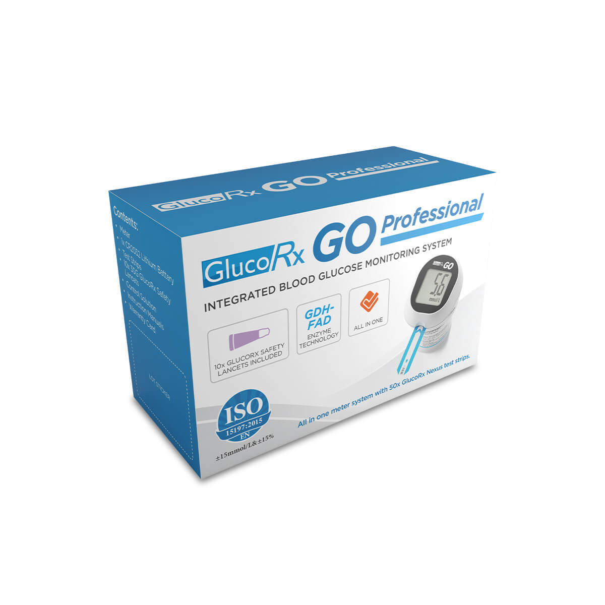 GlucoRx GO Professional Integrated Blood Glucose Monitoring System GlucoRx GO Professional Integrated Blood Glucose Monitoring System