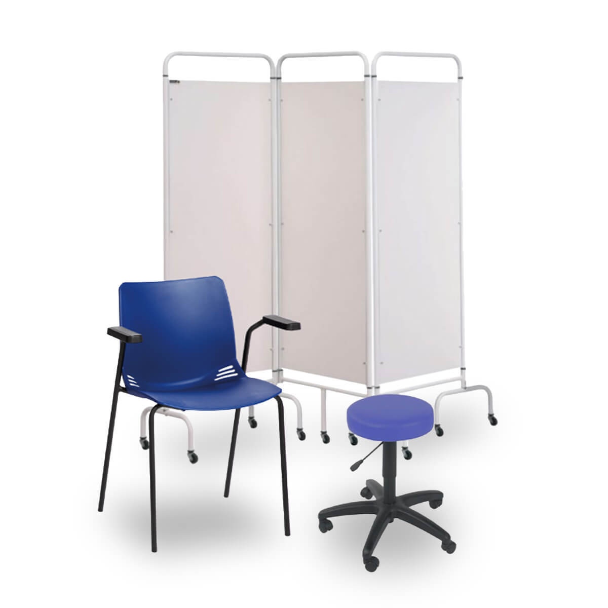 Sunflower 3 Panel Mobile Folding Ward Screen - White Sunflower 3 Panel Mobile Folding Ward Screen - White