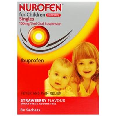 Nurofen Children - Strawberry - 100mg/5ml sachet x 8 100mg/5ml Sachet GSL
