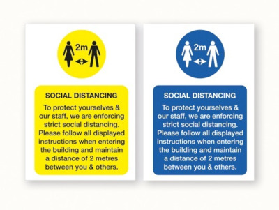 Social Distancing Sign - A3 - Yellow - Pack of 5 Yellow A3 x5