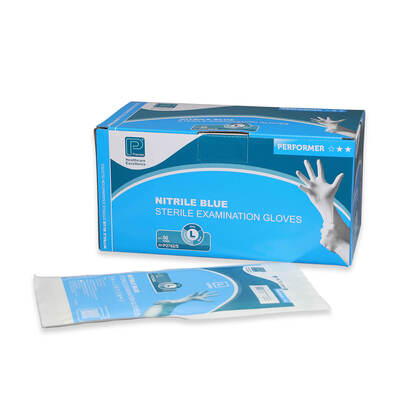 Premier Performer Nitrile Sterile Examination Gloves Blue Large x50 Premier Performer Nitrile Sterile Examination Gloves Blue Large x50
