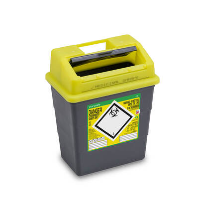 Sharpsafe Yellow 13L Grey UK Sharps Bin Lid Sharpsafe Yellow 13L Grey UK Sharps Bin Lid