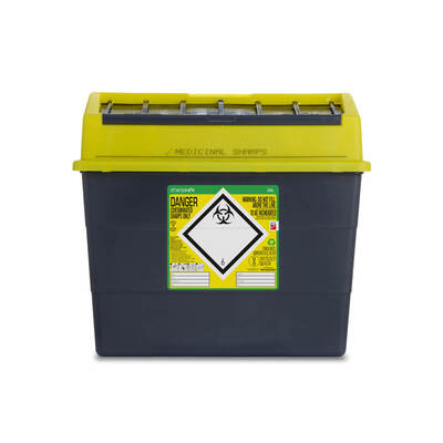 Sharpsafe Yellow 30L Grey UK Large Sharps Box Lid Sharpsafe Yellow 30L Grey UK Large Sharps Box Lid