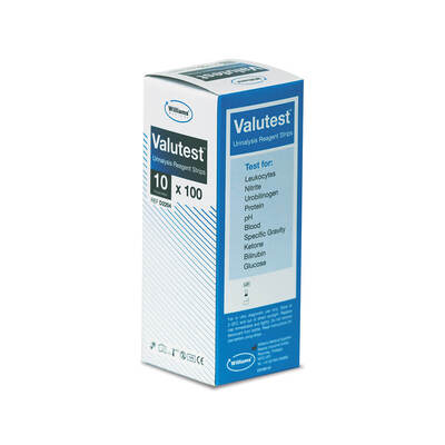 WMS Valutest Urinalysis Reagent Strips (10 Parameter) x 100 WMS Valutest Urinalysis Reagent Strips (10 Parameter) x 100