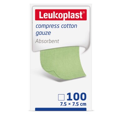 Leukoplast Cotton Gauze N/S 7.5CMX7.5CM 12 PLY x100
