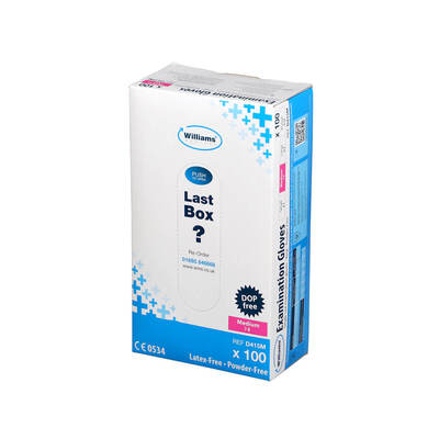 Williams Synthetic Powder-Free Latex-Free Examination Gloves Medium x100 Williams Synthetic Powder-Free Latex-Free Examination Gloves Medium x100