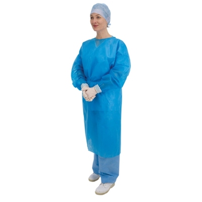 Disposable Non Sterile Long Sleeve Patient Gown, Blue 137 x 104 cm , Sleeve length 24 cm x1