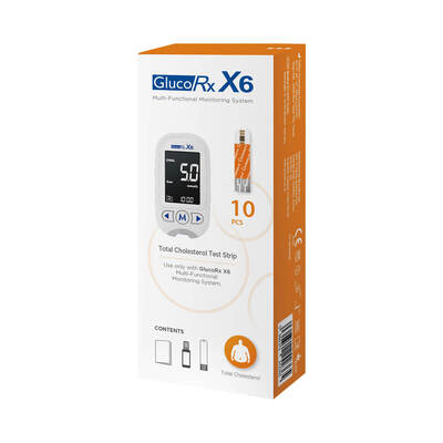 GlucoRx X6 Total Cholesterol Test Strips (10pcs)