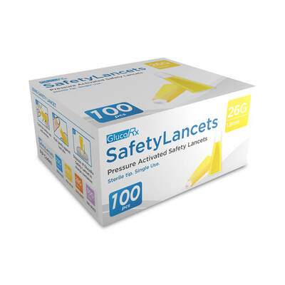 GlucoRx Safety Lancets 26G/1.8mm (100 pcs) GlucoRx Safety Lancets 26G/1.8mm (100 pcs)