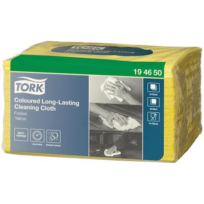 Tork Coloured Cleaning Cloths- 40 Sheets Yellow x1