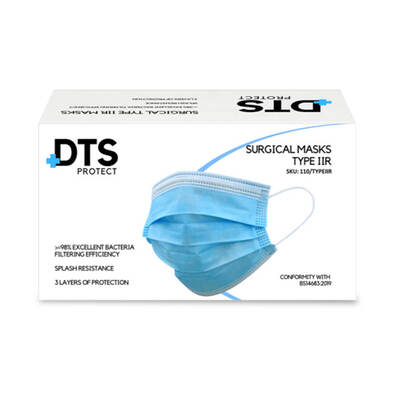 Type IIR Certified Fluid Resistant Disposable Medical Face Mask  x50 Type IIR Certified Fluid Resistant Disposable Medical Face Mask  x50