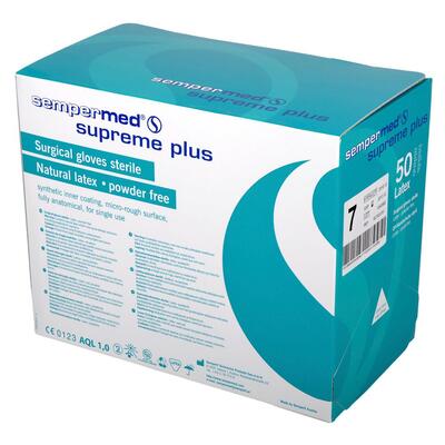 Sempermed Supreme Plus Latex Powder Free Surgeons Gloves White 7.5 x50