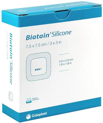 BIATAIN SILICONE DRESSING 7.5X7.5CM X 10 x10