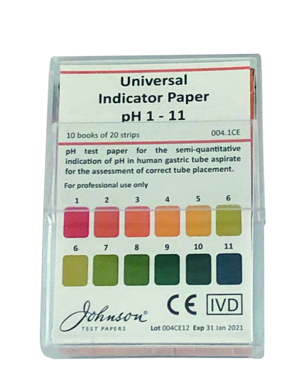 Johnson Universal PH Indicator Paper pH 1-11 CE MARKED 10 books of 20 strips 004.1CE