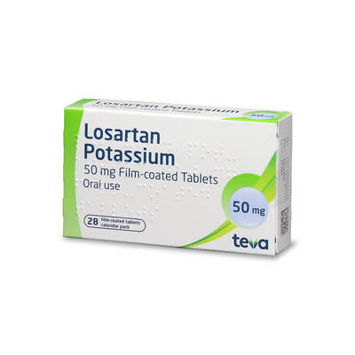 Losartan Potassium Film-Coated  50mg tablets - (Pack of 28) Losartan Potassium Film-Coated  50mg tablets - (Pack of 28)