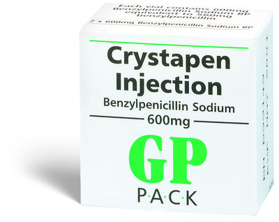 Crystapen (Benzylpenicillin Sodium) GP Pack 600mg Vial POM x2