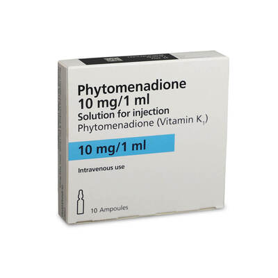 Phytomenadione Ampoule 10mg Pack of 1ml (x10) Phytomenadione Ampoule 10mg Pack of 1ml (x10)