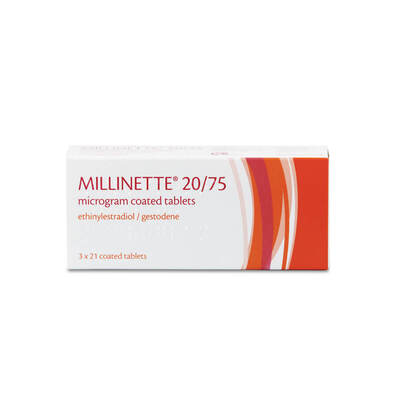 Millinette 20/75 20mcg/75mcg Tablet POM, R x63 Millinette 20/75 20mcg/75mcg Tablet POM, R x63