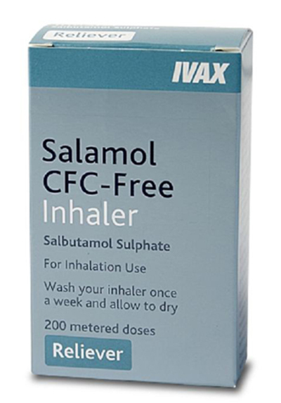 Salbutamol (CFC-Free) Salamol Inhaler 100mcg Inhaler POM 200 Doses x1