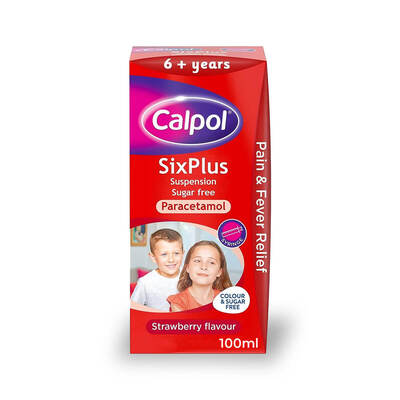 Calpol Six Plus, Sugar-Free 250mg/5ml, 100ml Suspension P x1 Calpol Six Plus, Sugar-Free 250mg/5ml, 100ml Suspension P x1