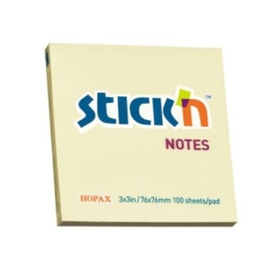 Stick'N Sticky Notes Pastel Cube Yellow 76 x 76mm x12