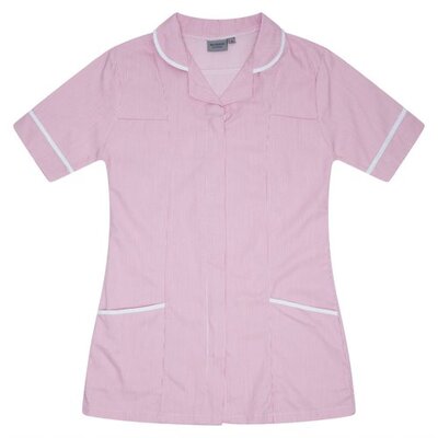 Ladies Tunic Pink White Stripe/White Trim uk 6
