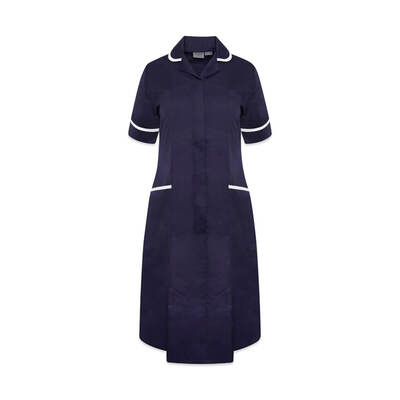 NURSES DRESS - NAVY/WHITE TRIM/UK 16 NURSES DRESS - NAVY/WHITE TRIM/UK 16