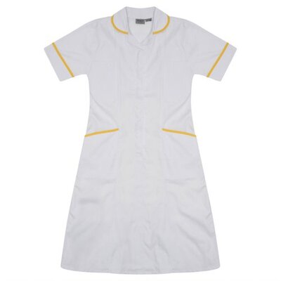 Nurses Dress White/Yellow Trim uk 6