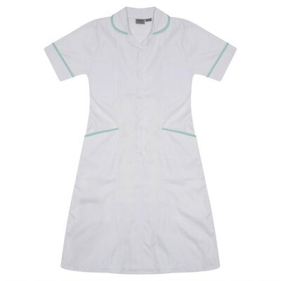Nurses Dress White/Eau de Nil Trim uk 6