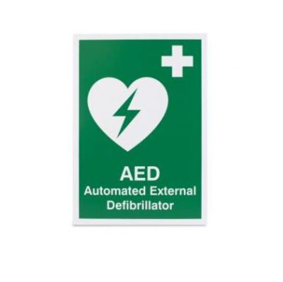 Sign' AED/Defibrillator' Vinyl 150 x 200mm x1