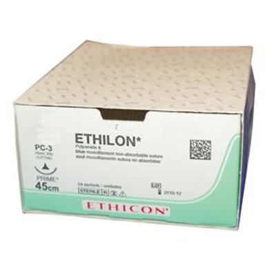 Ethilon Suture 5-0 3/8 Circle Reverse Cutting Prime Needle Black 19mm Needle 45cm Length x36