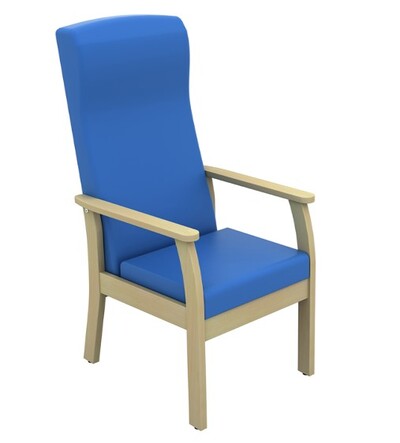 Sunflower Atlas Patient High Back Arm Chair - Anti Bac Vinyl Mid Blue