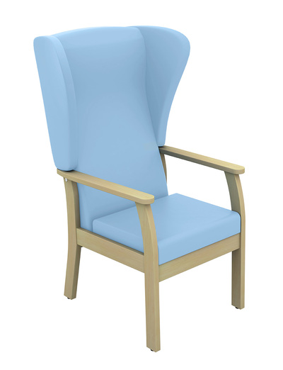 Sunflower Atlas High Back Arm Chair with Wings - Anti Bac Vinyl Mid Blue