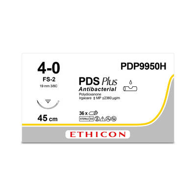 PDS PLUS | Monofilament | Undyed | 4-0 | 45cm | 1xReverse cutting | 19mm | 3/8C | Pack of 36
