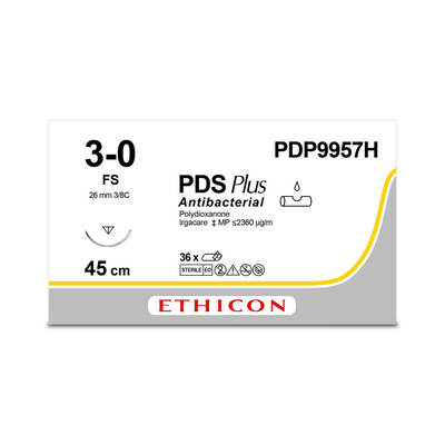 PDS PLUS | Monofilament | Undyed | 3-0 | 45cm | 1xReverse cutting | 26mm | 3/8C | Pack of 36