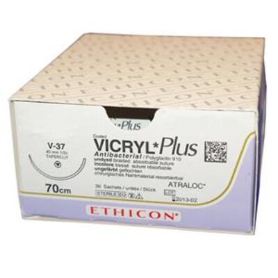 VCP497H	Coated VICRYL* 													Plus Suture	19mm	45cm	undyed	3-0  2	3/8 circle Reverse Cutting PRIME Needle		x36