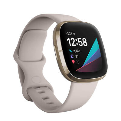 Fitbit Sense Smartwatch Lunar White Strap / Soft Gold Case Fitbit Sense Smartwatch Lunar White Strap / Soft Gold Case